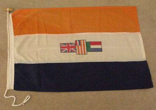 OLD SA FLAG SCARCE STORM FLAG SIZE - MEASURES 90 X60CM - DATED 1978 - 25% WOOL - GOOD CONDITION