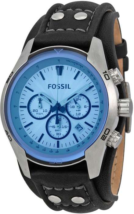 FOSSIL GENTS Coachman Blue Quartz Chrono Leather Watch Brand new in Box!!++LAST ONE!!