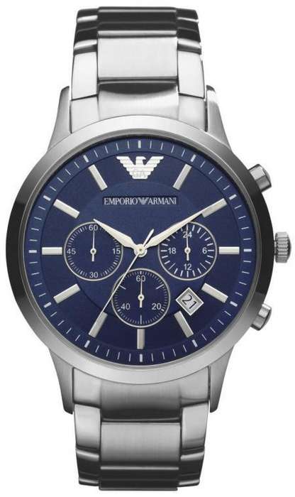MENS EMPORIO ARMANI BLUE DIAL STAINLESS STEEL CHRONOGRAPH WATCH AR2448 ##BRAND NEW##