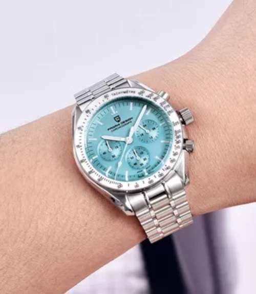 REDUCED!!** MOONWATCH ** New Sky-blue Pagani Design VK63 Seiko Meccaquartz ONLY ONE !!