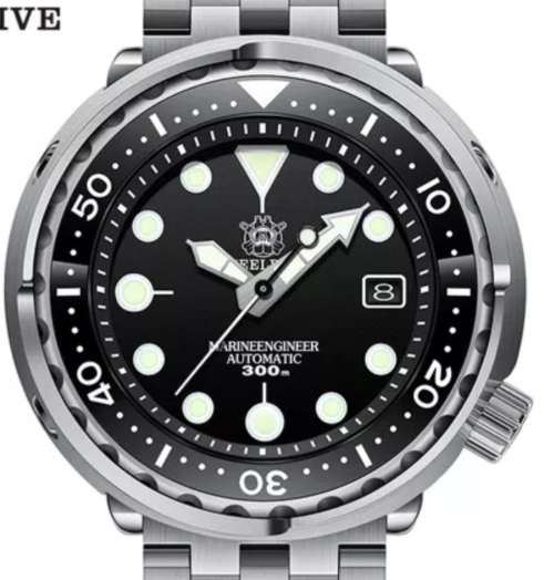 MASSIVE!!--STEELDIVE 300M SERIOUS MARINE DIVER TUNA CAN SEIKO NH35A MVT 24 JEWELS !