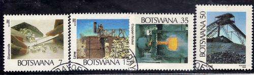BOTSWANA 1984 MINING INDUSTRY SET OF 4 V.F.U. SG 554-7. CAT 12 POUNDS.