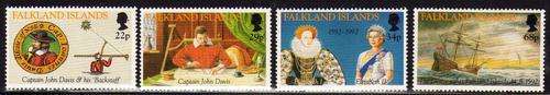 FALKLAND ISLANDS 1992 "400th ANNIV" SET OF 4 U.M.M. SG 661-4. CAT 7,25 POUNDS.
