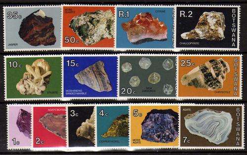BOTSWANA 1974 MINERAL DEFIN SET OF 14 UNMOUNTED MINT. SG 322-335. CAT 53 POUNDS.