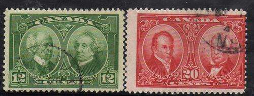CANADA 1927 "HISTORICAL ISSUE" 12c + 20c V.F.USED. SG 272-3. CAT 17,50 POUNDS.