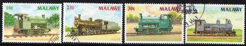 MALAWI 1987 "STEAM LOCOMOTIVES" SET OF 4 VFU. SG 767-770. CAT 15 POUNDS.