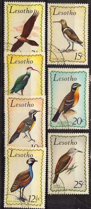 LESOTHO 1971 "BIRDS" SET OF 7 V.F.U. SG 204-210. CAT 19 POUNDS.