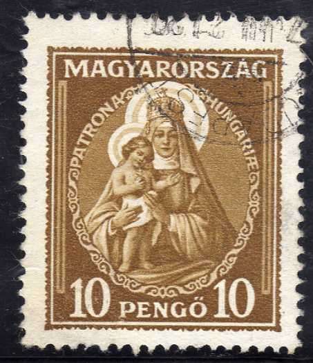 HUNGARY 1932 "MADONNA & CHILD" 10P BROWN FINE USED. SG 538. CAT 90 POUNDS.