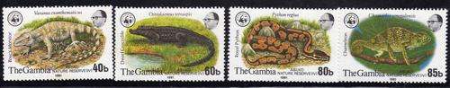 GAMBIA 1981 "REPTILES" SET OF 4 L.M.M. SG 460-3. CAT 33,50 POUNDS.