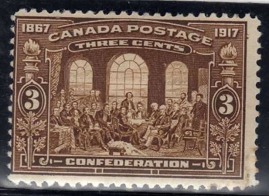 CANADA 1917 "50th ANNIV OF CONFEDERATION" 3c BROWN MM. SG 244. CAT 22 POUNDS.