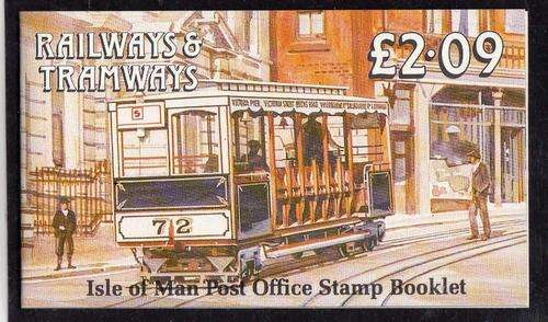 ISLE OF MAN 1988 RAIL & TRAMWAYS BOOKLET WITH PANES UMM. SG 367b + 372b. CXAT 12 POUNDS.