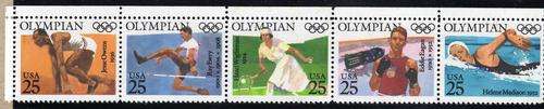 U.S.A. 1990 "OLYMPIC MEDAL WINNERS" STRIP OF 5 UMM. SG 2530-34. CAT 5,50 POUNDS.