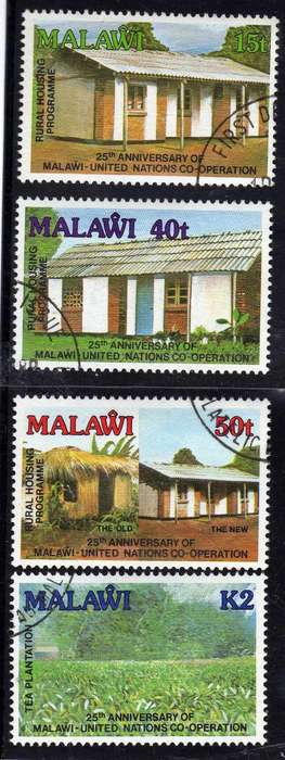 MALAWI 1989 "25th ANNIV UN COOPERATION" SET OF 4 VFU. SG 825-828. CAT 11 POUNDS.