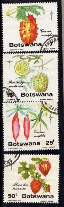 BOTSWANA 1985 WILD CUCUMBERS SET OF 4 V.F.U. SG 586-89. CAT 10,50 POUNDS.