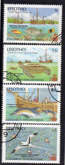LESOTHO 1987 "500TH ANNIV DISCOVERY OF AMERICA" SET OF 4 VFU. SG 781-4. CAT 8 POUNDS.