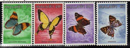 MALAWI 1984 "BUTTERFLIES" SET OF 4 UMM. SG 712-15. CAT 6 POUNDS.