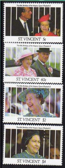 ST VINCENT 1991 "QE II 65th BIRTHDAY" SET OF 4 UMM. SG 1686-9. CAT 5,50 POUNDS.