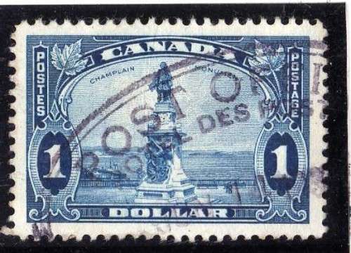 CANADA 1935 DEFIN $1 BLUE FINE USED BUT LIGHT CREASE. SG 351. CAT 11 POUNDS. (2018)