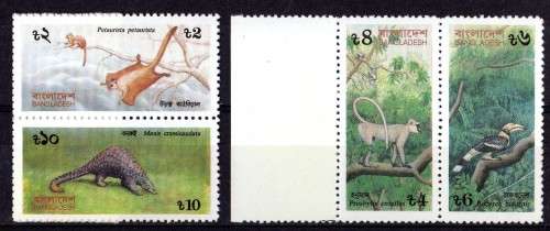BANGLADESH 1991 "ENDANGERED SPECIES" SET OF 4 UMM. SG 391-94. CAT 8 POUNDS.