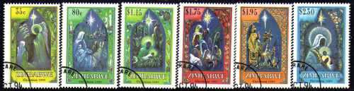 ZIMBABWE 1994 "CHRISTMAS" SET OF 6 VFU. SG 882-7. CAT 6 POUNDS.