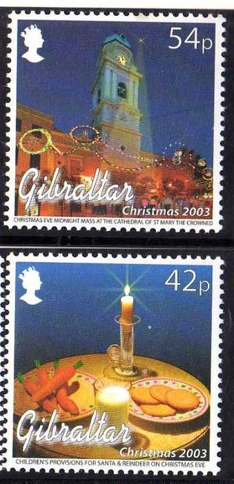 GIBRALTAR 2003 CHRISTMAS SET OF 5 U.M.M. SG 1066-70. CAT 5,30 POUNDS.