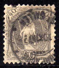 SWITZERLAND 1882 DEFIN 40c GREY FINE USED. SG 209. CAT 22 POUNDS.