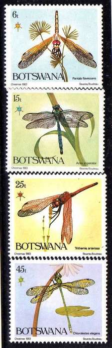 BOTSWANA 1983 "DRAGON FLIES" SET OF 4 UMM. SG 550-553. CV 5,50 POUNDS