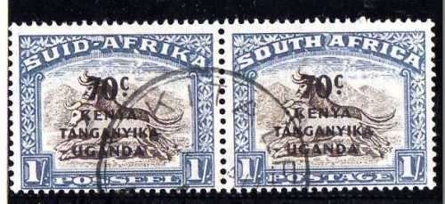 KENYA UGANDA TANGANYIKA 1941 SA STAMPS OVERPRINTED SET OF 4 PAIRS VFU. SG 151-4. CAT 17 POUNDS.