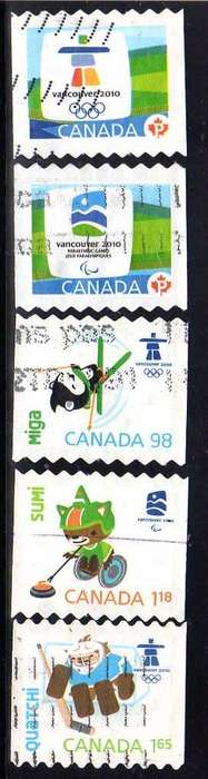 CANADA 2009 WINTER OLYMPIC GAMES VANCOUVER SET OF 5 VFU. SG 2590-94. CAT 11,25 POUNDS.