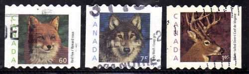 CANADA 2000 "WILDLIFE" SET OF 3 & COIL STAMPS SET OF 5 VFU. SG 2026-28 & 2029-36. CAT 9,25 POUNDS.