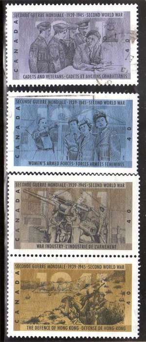 CANADA 1991 "50TH ANNIV OF WWII" (3RD ISSUE) SET OF 4 VFU. SG 1456-59. CAT 8 POUNDS.