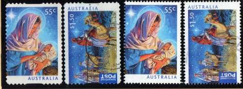 AUSTRALIA 2011 "CHRISTMAS" 2 SETS OF 2 (1) ORD GUM, (2) SELF ADH VFU. SG 3668-3671. CAT 8,50 POUNDS.