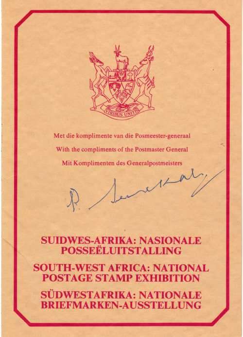 South West Africa 1966/68 Folder Commemorating the National Stamp Exhibition