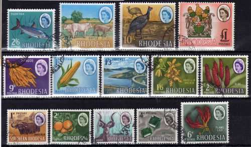 RHODESIA 1966 DEFINITIVE IN SET OF 14 VFU. SACC 131-144. CAT R260. (2017/18)