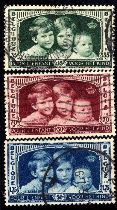 BELGIUM 1935 "QUEEN ASTRID'S APPEAL" SET OF 3 VFU. SG 680-82. CAT 8 POUNDS.