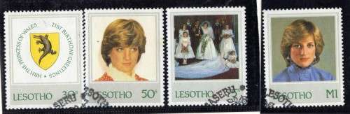 LESOTHO 1982 21ST BIRTHDAY PRINCESS DIANA SET OF 4 VFU. SG 514-7. CAT 4,75 GBP.