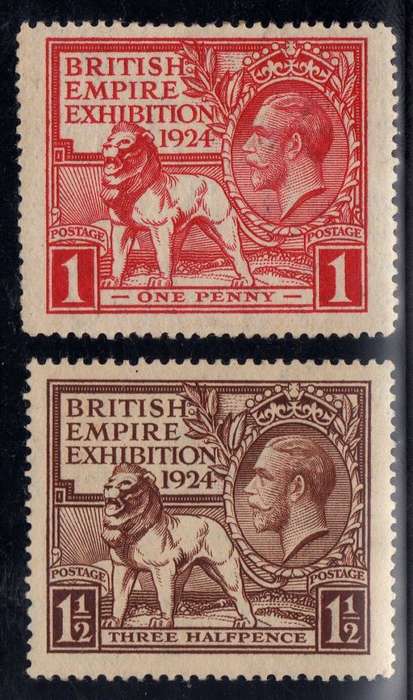 GREAT BRITAIN 1924 "BRITISH EMPIRE EXHIBITION" SET OF 2 LMM. SG 430-31. CAT 25 POUNDS.