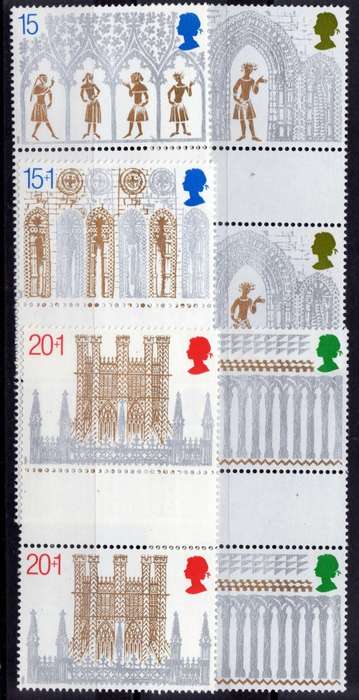 GREAT BRITAIN 1989 "CHRISTMAS" SET OF 5 GUTTER PAIRS UMM. SG 1462-66. CAT 9 POUNDS.