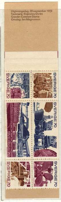 SWEDEN 1970 "SWEDISH TRADE AND INDUSTRY" BOOKLET OF 6 UMM. SG 621-626. CAT 13,20 POUNDS.