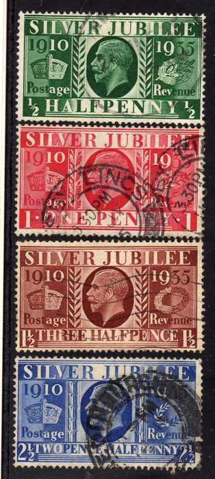 GREAT BRITAIN 1935 SILVER JUBILEE SET OF 4 FINE USED. SG 453-456. CAT 9,50 POUNDS.