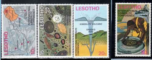LESOTHO 1973 KIMBERLITE CONFERENCE SET OF 4 UMM. SG 246-9. CAT 9 POUNDS.