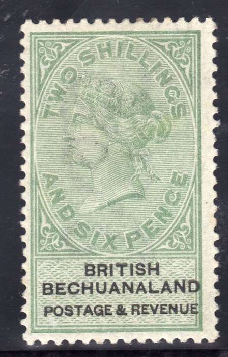 BECHUANALAND 1887 UNAPPROPRIATED DIES 2/6d GREEN & BLACK FINE LMM. SACC 17. CAT R2200.