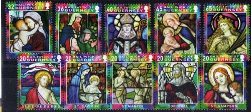 GUERNSEY 2005 "CHRISTMAS" SET OF 10 UMM. SG 1086-95. CAT 6,35 POUNDS.