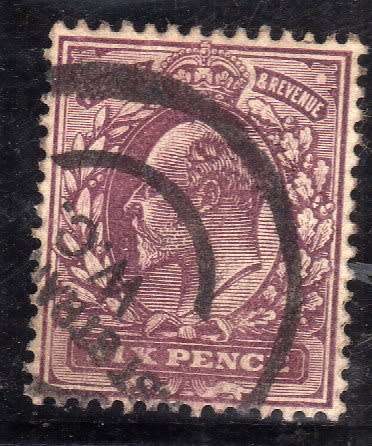 GREAT BRITAIN 1902 KE VII DEFIN 6d DULL PURPLE FINE USED. SG 248. CAT 20 POUNDS.