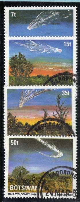BOTSWANA 1986 "HALLEY'S COMET" SET OF 4 V.F.U. SG 595-8. CAT 5,50 POUNDS.