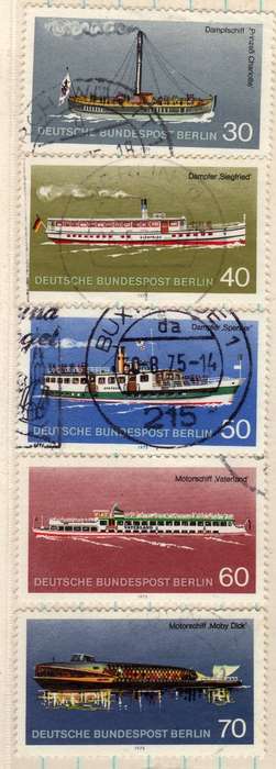 GERMANY BERLIN 1975 "BERLIN PLEASURE BOATS" SET OF 5 VFU. SG B467-71. CAT 4,90 POUNDS.