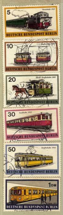 GERMANY BERLIN 1971 "BERLIN RAIL TRANSPORT" SET OF 6 VFU. SG B381-B386. CAT 5,75 POUNDS.
