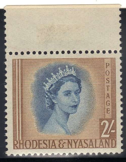 RHODESIA and NYASALAND 1954/6 DEFINITIVE 2/- UNMOUNTED MINT. SG 11. CAT £9.50. (2022)