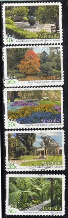 AUSTRALIA 2007 "AUSTRALIAN BOTANICAL GARDENS" SET OF 5 VERY FINE USED. SG 2861-65. CAT 5,50 POUNDS.