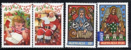 AUSTRALIA 2010 "CHRISTMAS" SET OF 5 UNMOUNTED MINT. SG 3518-19 & 3524-25. CAT 6,10 POUNDS.